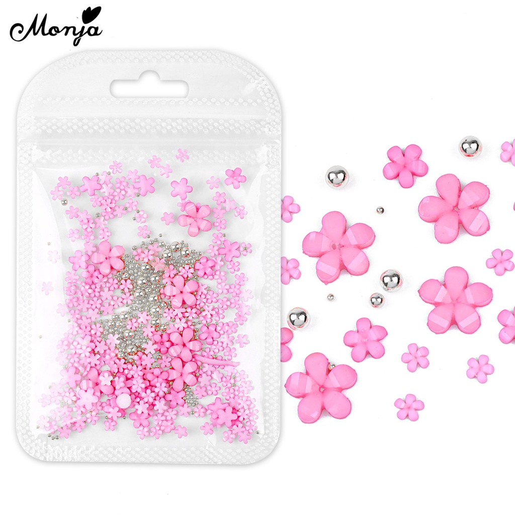 1 Túi Hạt Cườm Hình Hoa Hồng Vàng Hồng 3D Bằng Nhựa Acrylic Trang Trí Móng Tay DIY