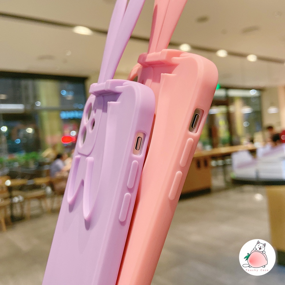 Ốp Điện Thoại Dẻo Màu Kẹo Ngọt Có Giá Đỡ Hình Tai Thỏ Đáng Yêu Cho iPhone 8 Plus 7 Plus Chống Rơi