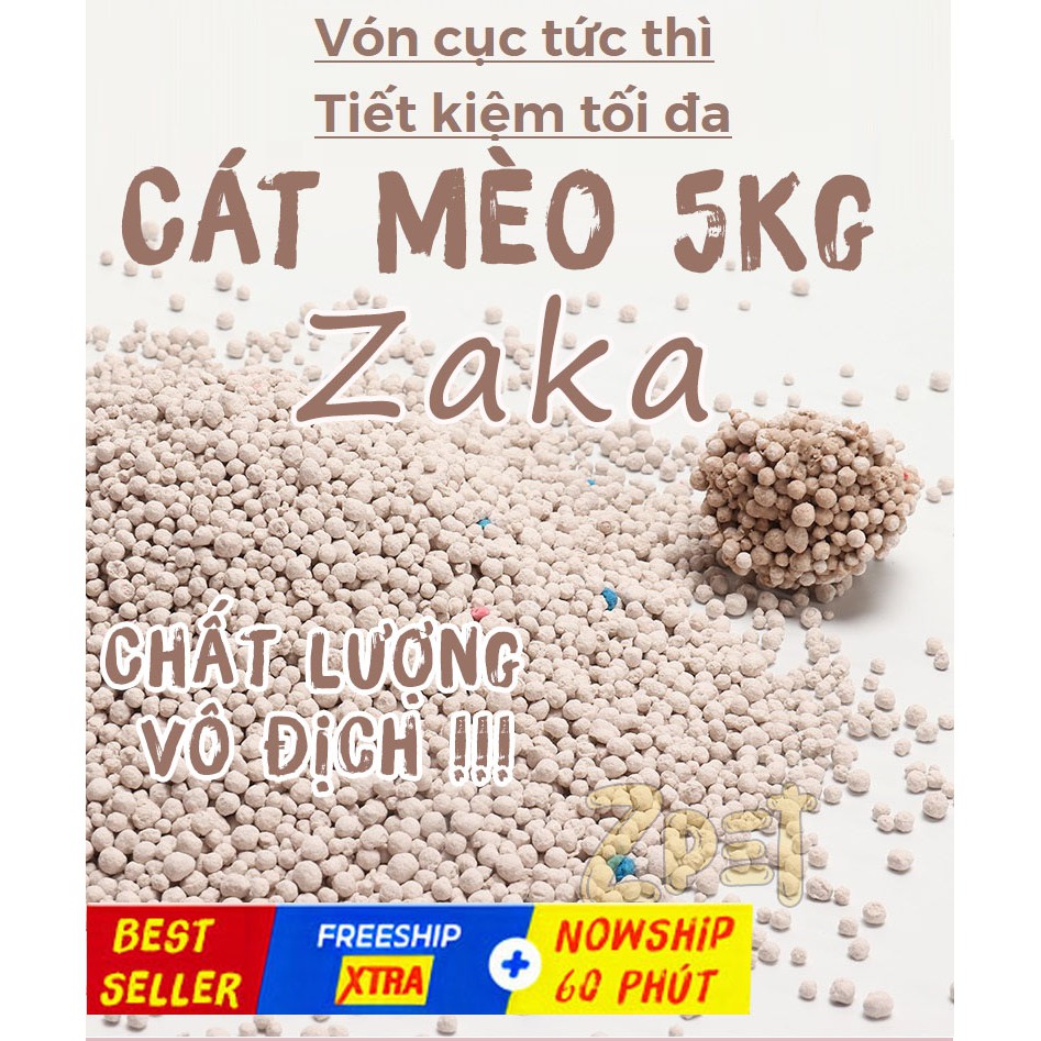 (Siêu Thơm) Cát vệ sinh cho mèo Zaka 5kg