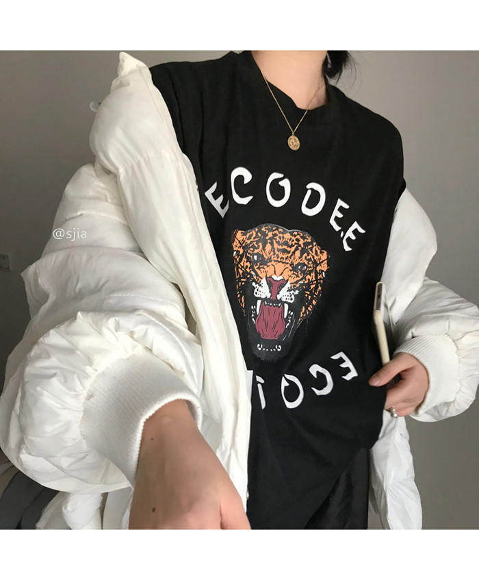 NRVP Áo thun ngắn tay dáng rộng phong cách Hàn Quốc thời trang 2021 dành cho nữ