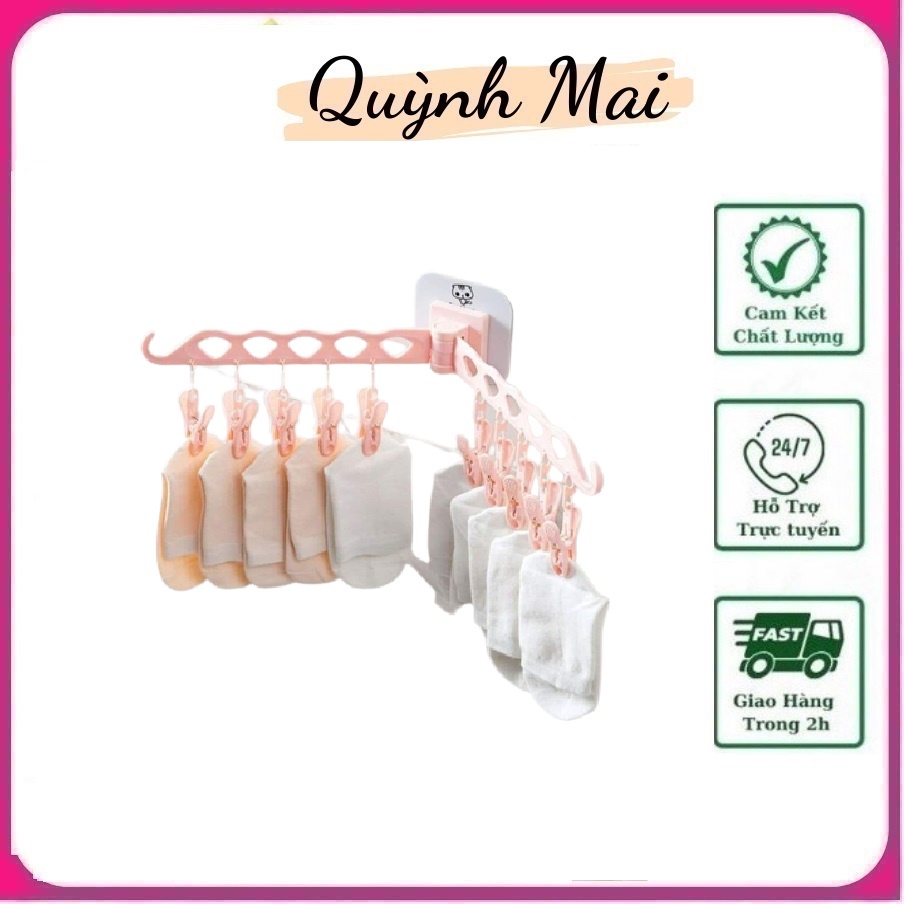 Móc Chùm Phơi Quần Áo Trẻ Em Kẹp Tất Vớ Treo Ban Công Lan Can