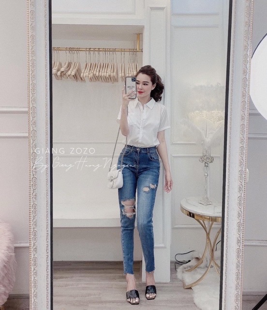 [CODE001] QUẦN BÒ JEANS ÔM GIÃN RÁCH XƯỚC GỐI