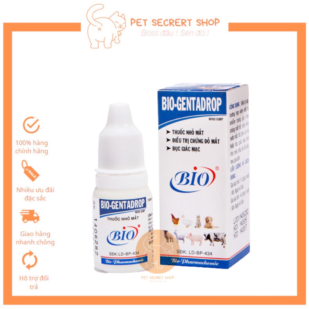 Nhỏ mắt chó mèo Bio Gentadrop