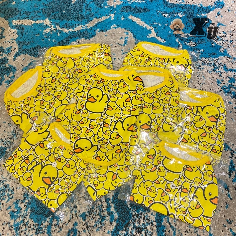 Áo poly hoạ tiết vịt vàng đáng yêu cho chó mèo, thú cưng siêu mát mùa hè