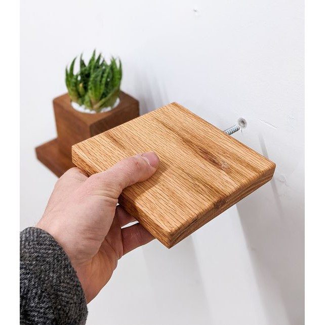 Kệ gỗ vuông giấu chân gắn tường trang trí  Kệ  treo tường bằng gỗ tự nhiên phong cách tối giản