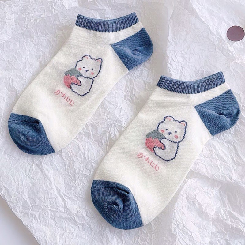 Tất ngắn - Vớ hoạ tiết gấu phong cách Hàn Quốc dễ thương
