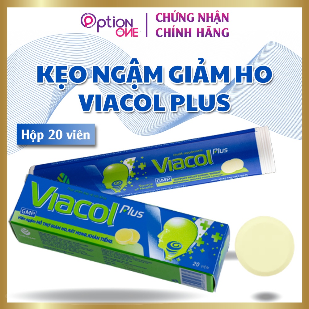 Kẹo ngậm giảm đau rát họng Viacol Plus - tuýp 20 viên