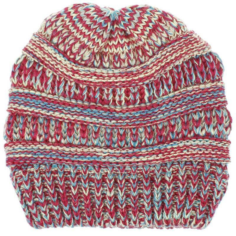 Mũ trùm đầu beanie dệt kim giữ tóc đuôi ngựa cao co giãn mềm mại thời trang mùa đông dành cho nữ