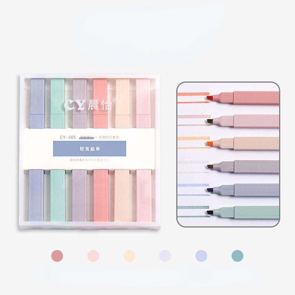 Set 6 Bút Đánh Dấu Bảo Vệ Mắt Dành Cho Học Sinh / Văn Phòng