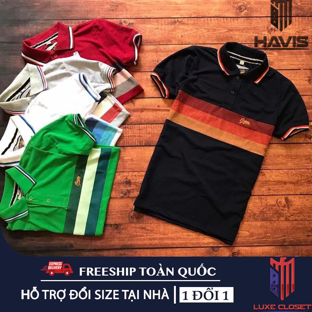 Áo thun nam có cổ Havis phối 3 sọc ngang cực đẹp ASTD052 | BigBuy360 - bigbuy360.vn