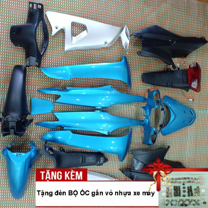 Dàn áo Loại Phanh Cơ - Khóa Vuông  xe Wave RS , Wave Alpha 100 đời 2006 đến 2016 Màu Xanh ngọc