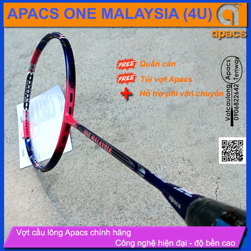 [Chính hãng] Vợt cầu lông Apacs One Malaysia (4U) - sơn nhám tĩnh điện, bền màu, đánh phong trào- có