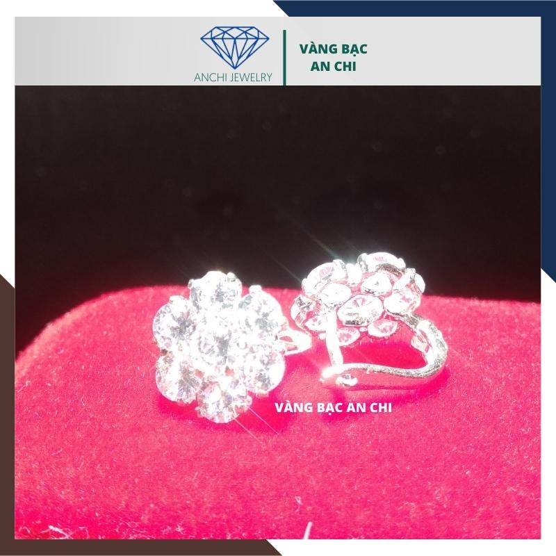 Bông tai hoa đá , chuẩn bạc ta sáng lấp lánh - Anchi jewelry