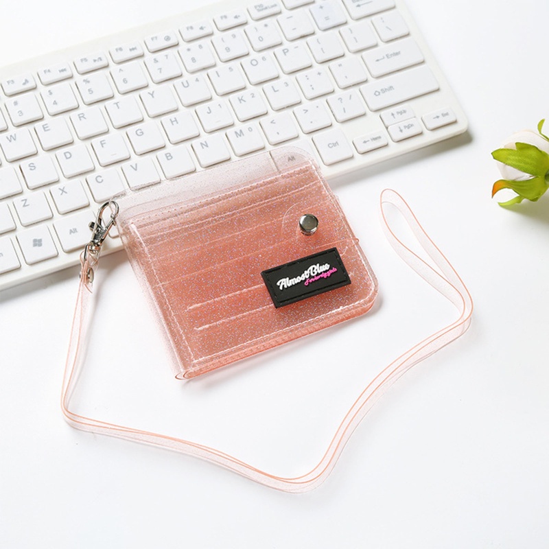 Youyo Ví Đựng Thẻ ID / Tiền Xu Bằng PVC Trong Suốt Lấp Lánh Có Dây Đeo Cổ Cho Nữ