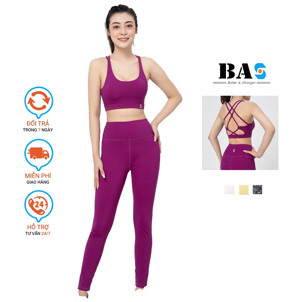 Bộ quần áo tập yoga gym aerobic nữ BAS bra 3 lớp chắc chắn phối legging thumbnail