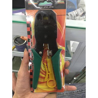Kìm mạng 3 tác dụng mầu xanh, bấm đầu Rj45-Rj11 có tool nhấn.