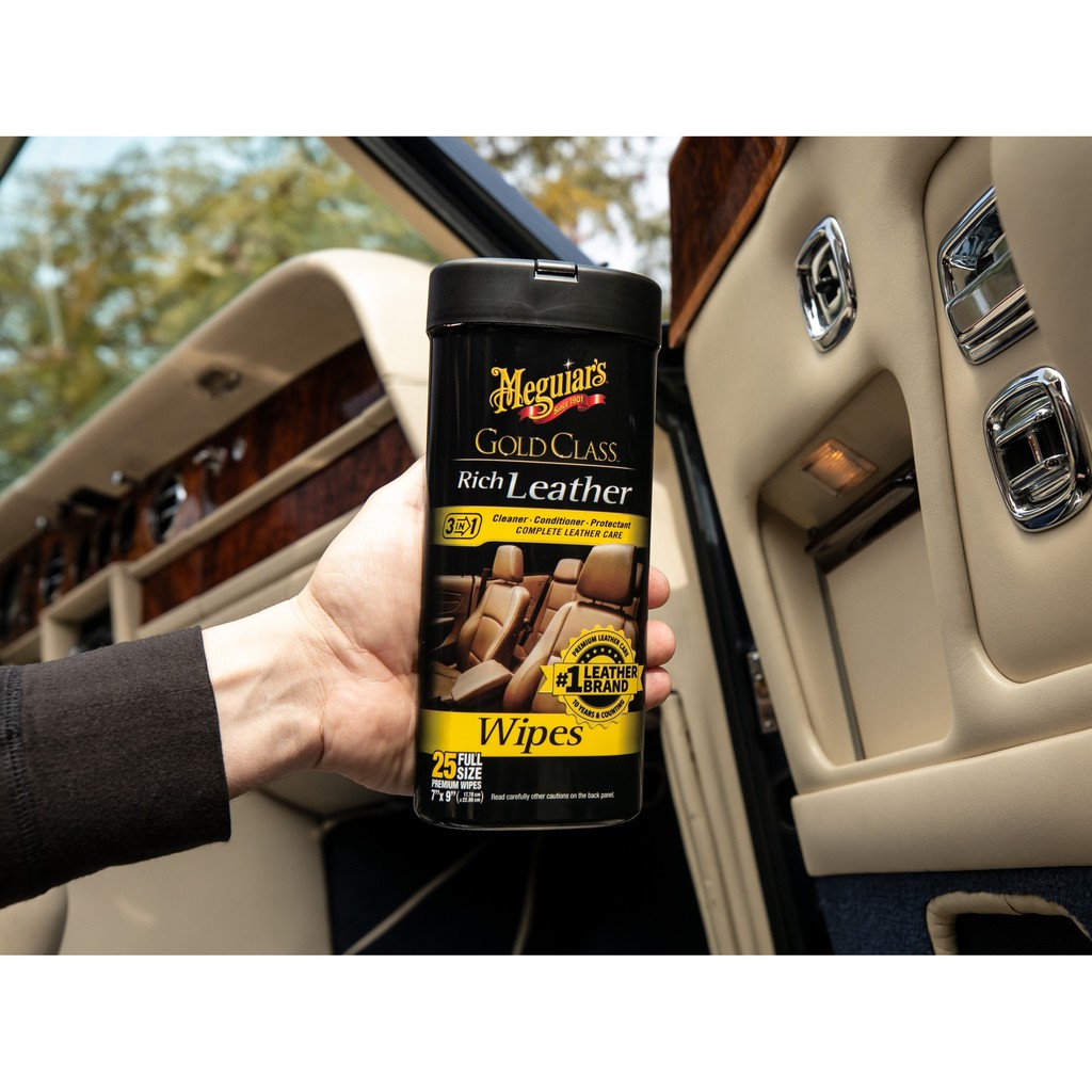 Meguiar's Gold Class Rich Leather Wipes  - Giúp làm sạch, dưỡng và bảo vệ chuyên sâu bề mặt da nội thất xe