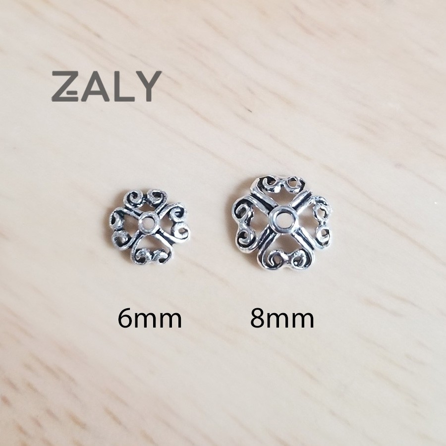 Charm bạc đế ốp hạt kiểu trái tim 4 cánh CC14 zaly - Bạc S925