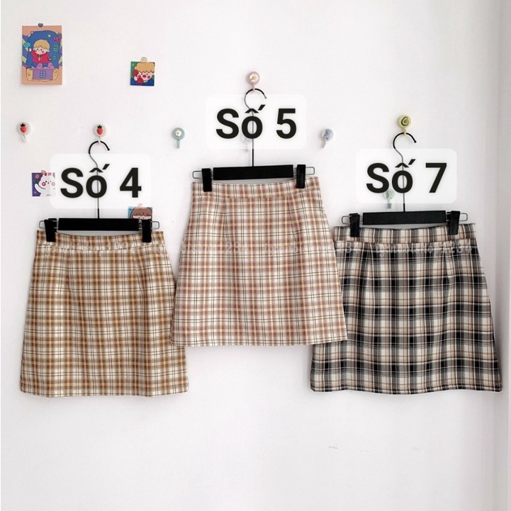 Chân Váy Chữ A Caro Ulzzang Mã CV7886 (ẢNH THẬT)