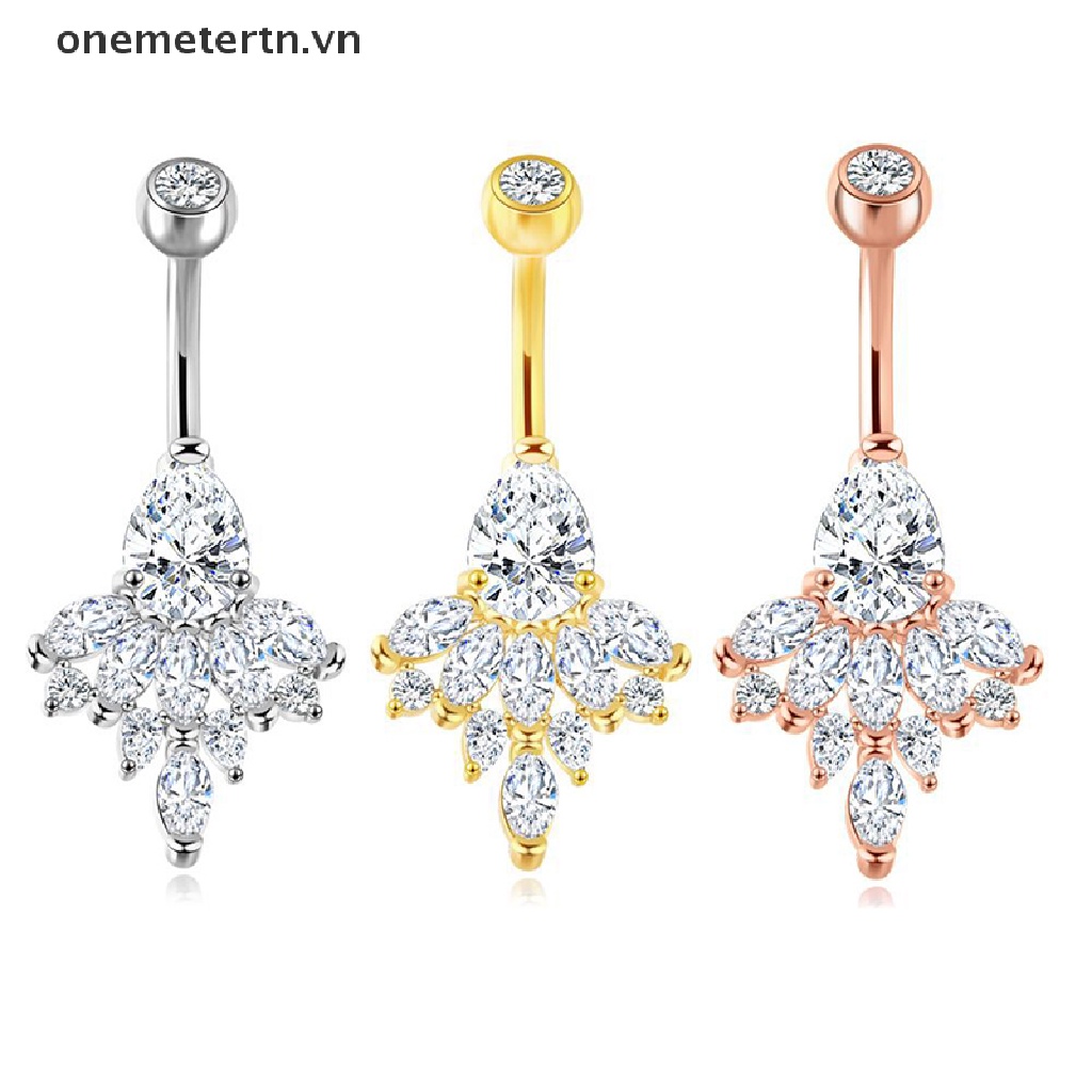Onemetertn Khuyên Rốn Bằng Thép Không Gỉ Đính Đá Zircon Tinh Tế Cho Nữ
