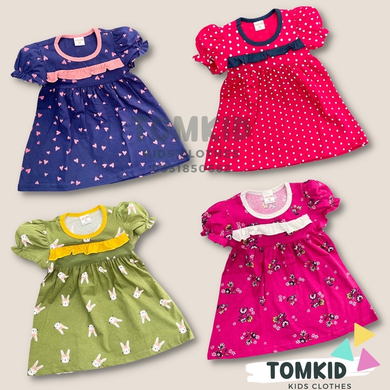 Đầm cho bé gái, set bé gái chất cotton chính phẩm dày dặn co giãn thoáng mát 8-23kg Tomkids