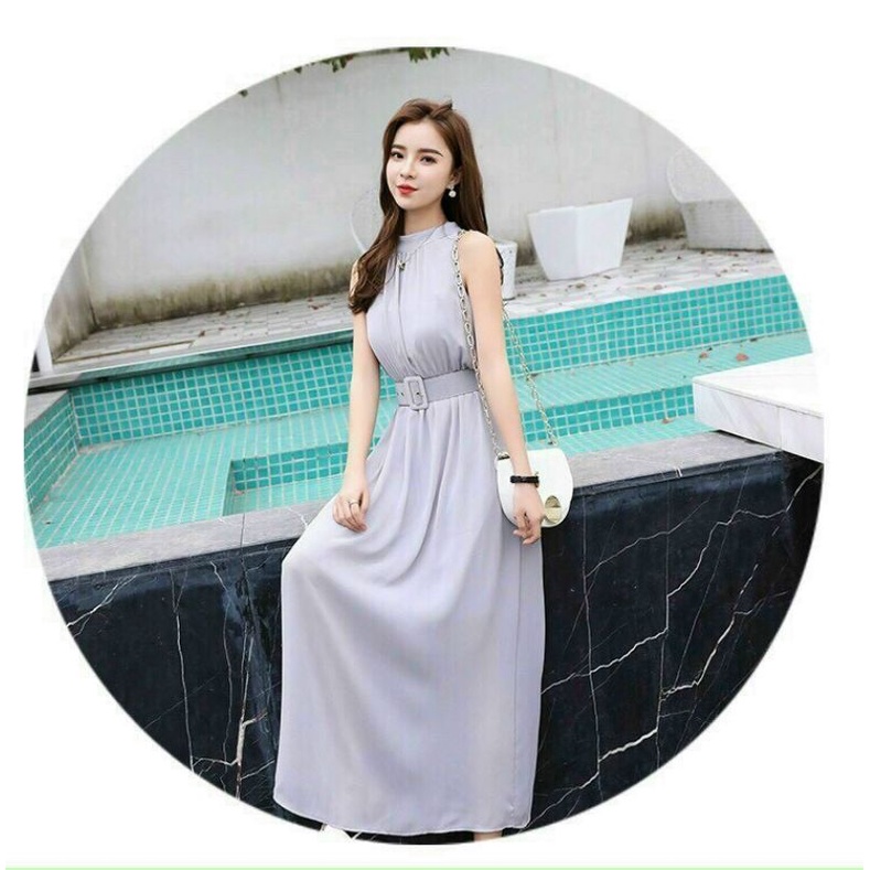 ĐẦM MAXI CỔ TRỤ KÈM NỊT Lh 0917399527