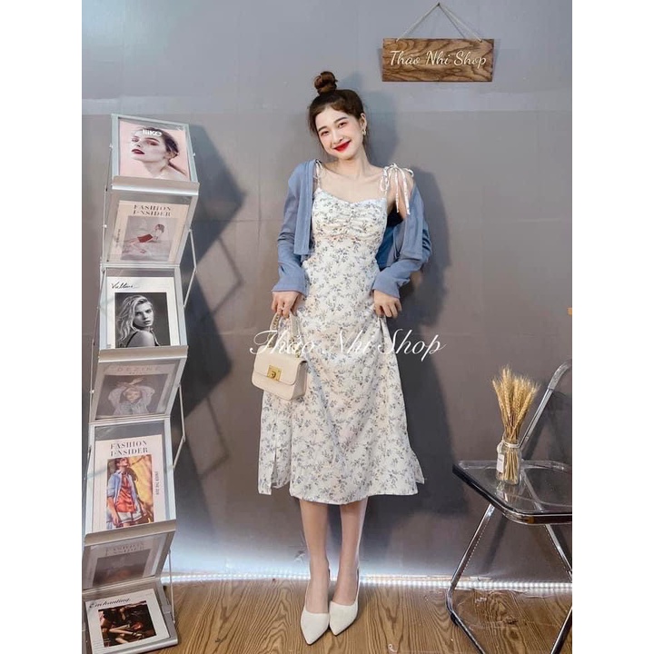 SET ĐẦM HOA HAI DÂY KÈM KHOÁC