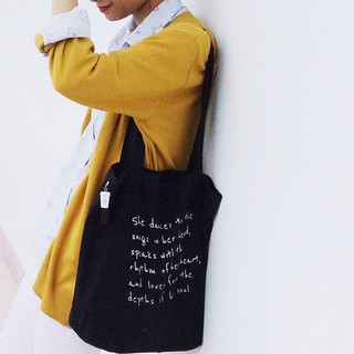 Túi Tote - She trắng/đen