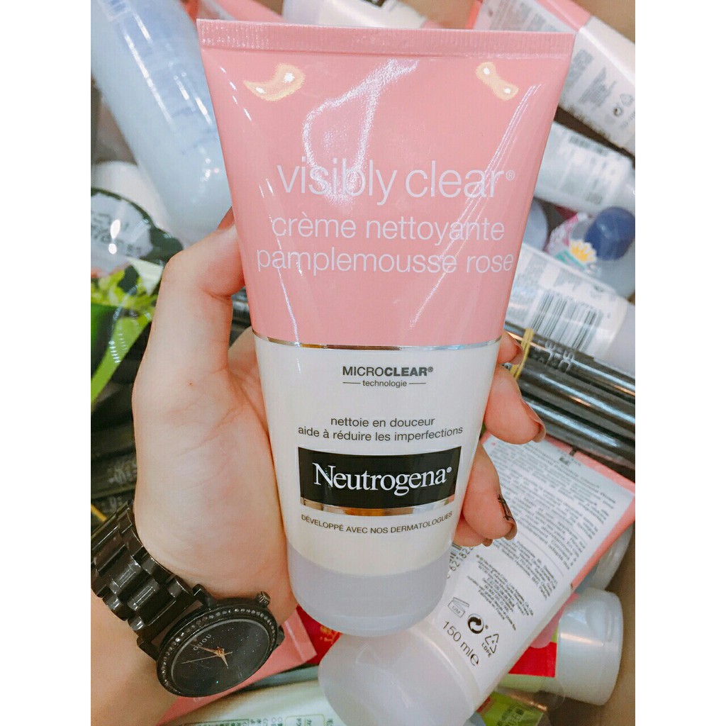 Sữa rửa mặt Neutrogena Visibly Clear Creme Nettoyant Exfoliant Pamplemousse Rose