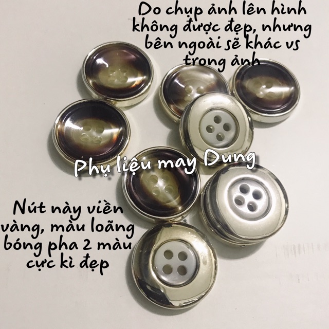 Nút 2 màu pha loãng bóng viền vàng