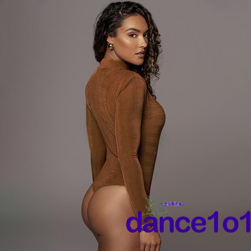 Bộ áo liền quần tay dài cổ cao màu sắc đơn giản dành cho nữ | BigBuy360 - bigbuy360.vn