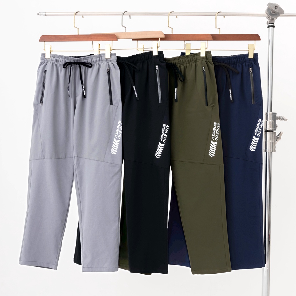 Quần dài thể thao nam chất dù co giãn AMANBASIC AMFP02