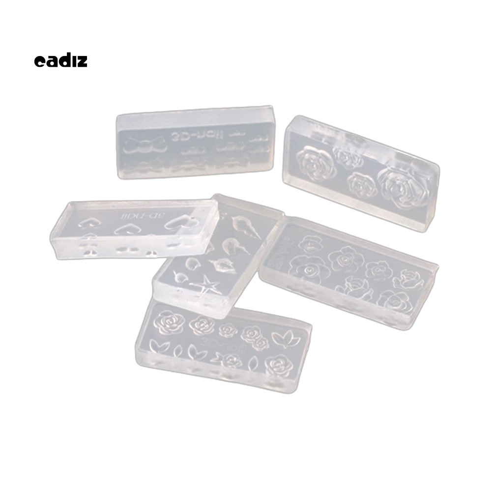 Bộ 6 Khuôn Nhựa Acrylic 3d Tự Trang Trí Móng Tay Tiện Dụng