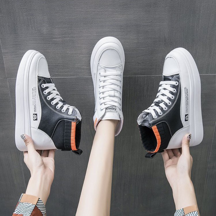 Giày Thể Thao Nữ, Giày Thể Thao Nữ  Độn Đế Thời Trang  Cao 5 Cm, Phối Len Cá Tính Năng Động Trẻ Trung Hai Màu Đen Trắng | BigBuy360 - bigbuy360.vn