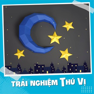 Mặt trăng và các vì sao – Mô hình giấy trang trí 3D treo tường