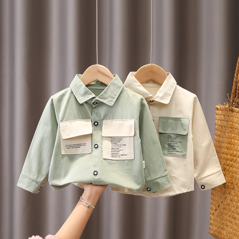 Set áo sơ mi tay dài + quần năng động thời trang dành cho bé trai
