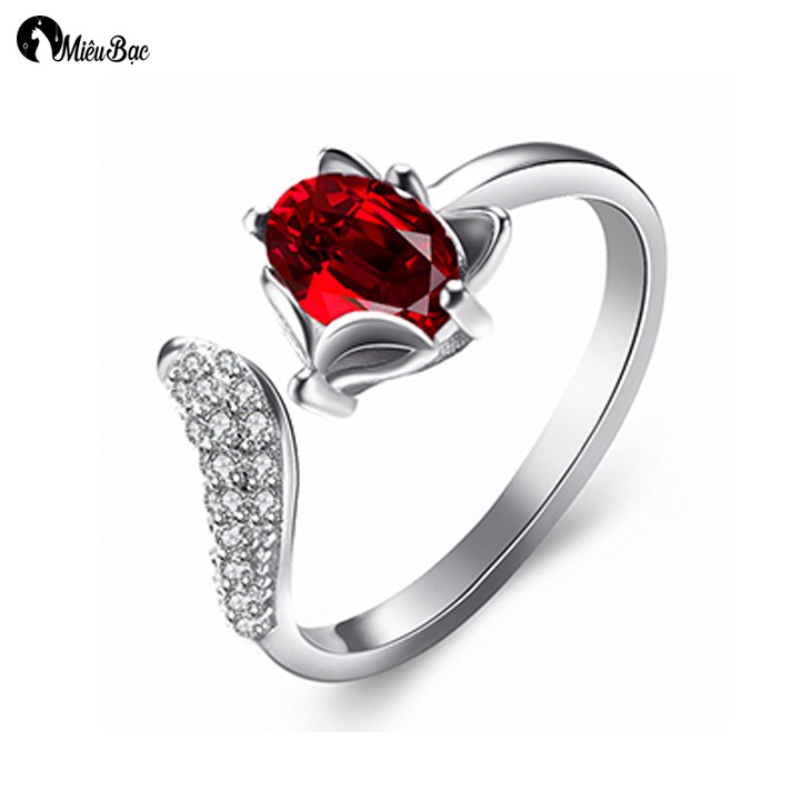 Nhẫn bạc nữ MIÊU BẠC đẹp thiên hồ đính đá nhiều màu thời trang bạc s925 phụ kiện nhẫn nữ N400217