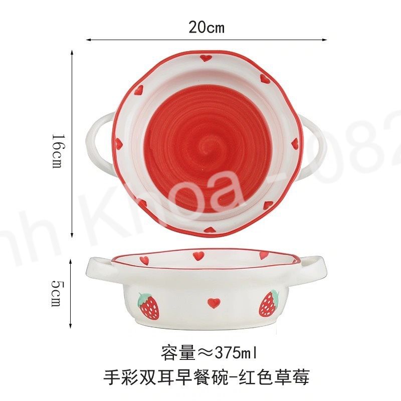 Bát Đĩa Decor, Chén Dĩa dễ thương, Bát ăn cơm Bát tô có 2 tai thủng xinh yêu cute
