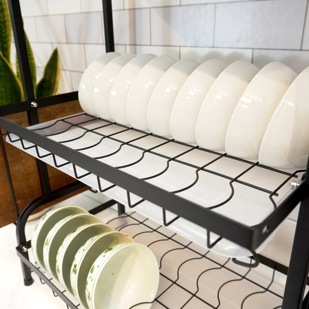 Kệ Để Chén Đĩa Inox 304 và Thép Carbon Sơn Đen VANDO Giá Bát Nhỏ Có Khay Hứng Nước | BigBuy360 - bigbuy360.vn