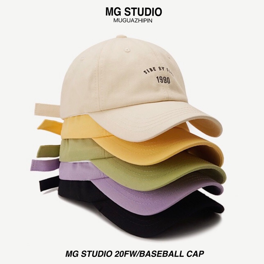 Mũ lưỡi trai MG STUDIO thêu chữ side by side 1990 thời trang