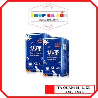 Combo 1 thùng bỉm quần youli, tã quần youli size m92, l84, xl80, xxl72, xxxl68