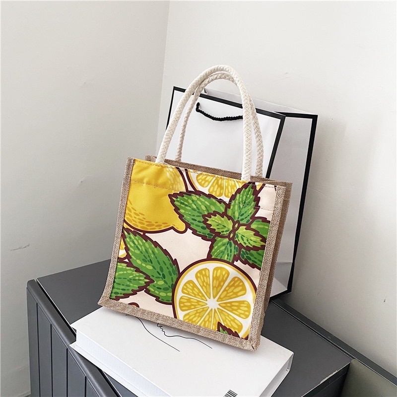 túi cói hoa quả mini sang chảnh