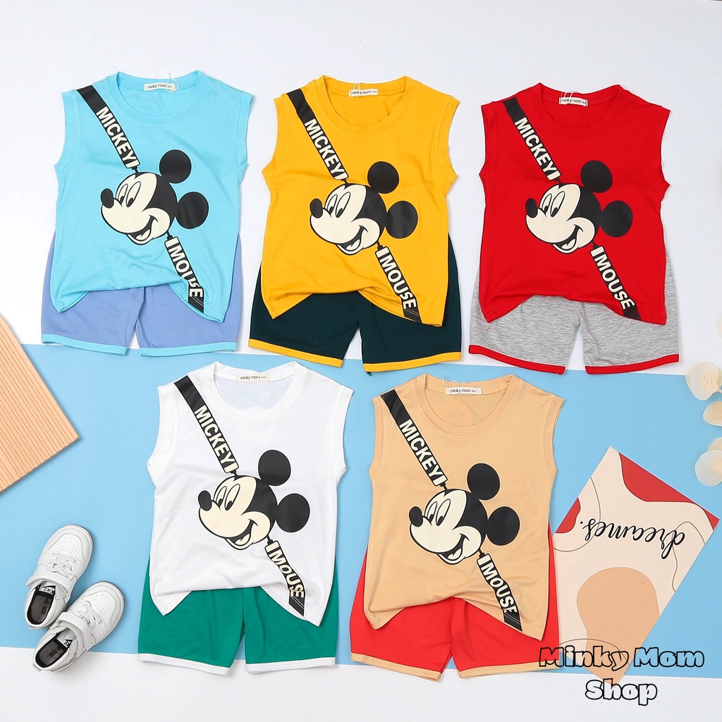 ✨Size(9-32Kg)✨FREE SHIPBộ MinKy Mom Sát Nách Thun Lạnh Dể Thương Cho Bé Gái Bé Trai, Đủ Màu