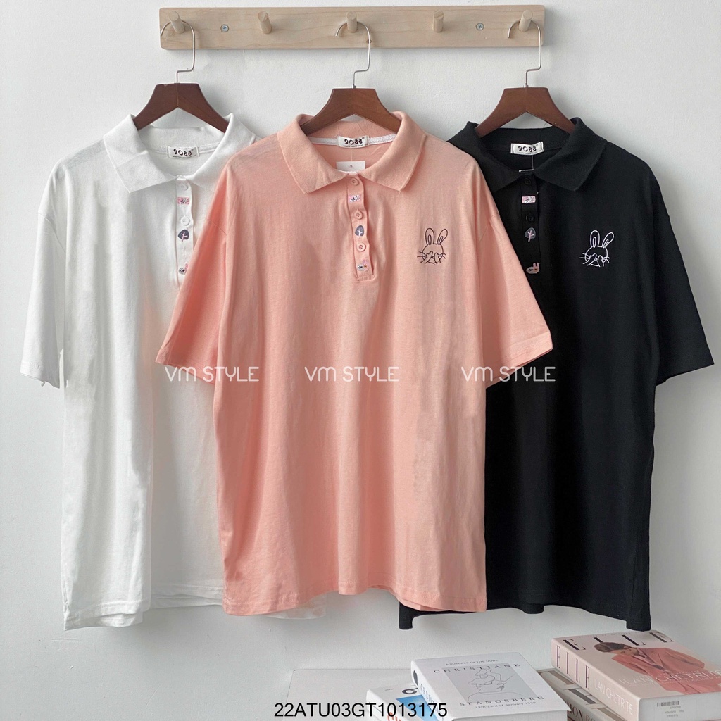 Áo thun VM STYLE polo tay ngắn cổ bẻ thêu thỏ 976_ 22ATU05A961311