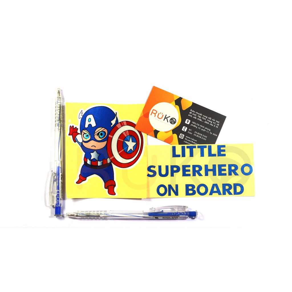 Sticker hình Captain America Little Superhero On Board