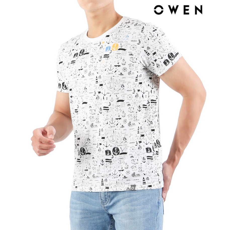 Áo Tshirt ngắn tay Owen Cotton Bodyfit màu trắng - TSN20370 | BigBuy360 - bigbuy360.vn