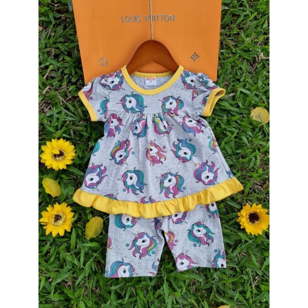 (6-23kg) Bộ babydoll quần lửng ngố bé gái thun cotton 4 chiều