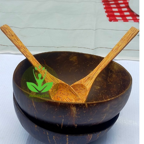Bát gáo dừa+ Muỗng Gỗ Dừa loại 1 dùng Trộn Mỹ Phẩm Thiên Nhiên/Đựng Thực Phẩm/decor