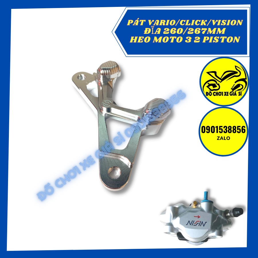 Pát trước Vario/Vision/Click đi đĩa 260/267mm xài heo Moto3 2 Piston đối xứng