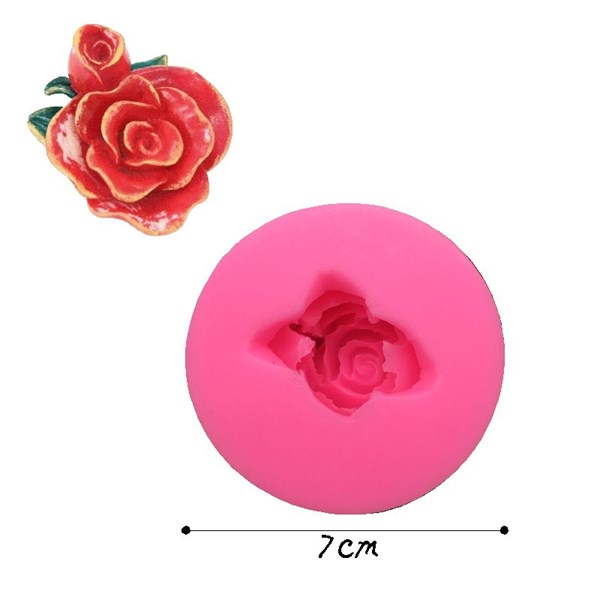 Khuôn Silicone Hoa Hồng Vĩ 3.3 Cm Hoa 4D Hoa Nổi